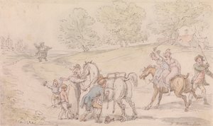 De Dominee van Wakefield - De Familie van de Dominee op Weg naar de Kerk door Thomas Rowlandson